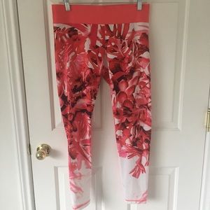 Adidas Red & White Tropical Leggings / Size Large